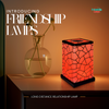 Polished black frame and Tiffany-style acrylic panels on Friendship Lamp