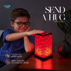 Close-up of Friendship Lamp Tiffany print acrylic panels with warm LED glow