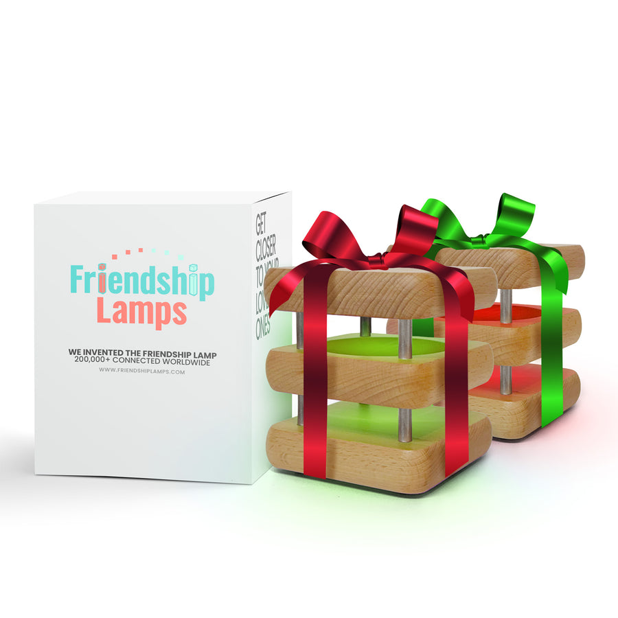 Mini Square Mid-Century Design Natural Friendship Lamp – Compact Retro Wi-Fi Touch Lamp for Connection