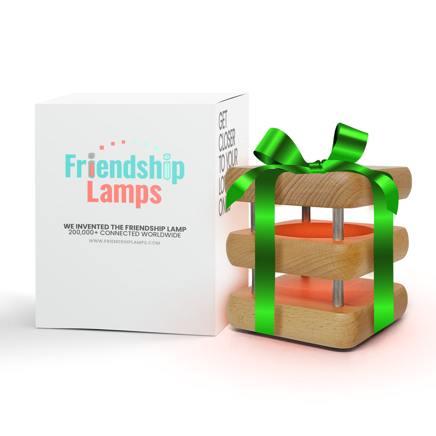 Mini Square Mid-Century Design Natural Friendship Lamp – Compact Retro Wi-Fi Touch Lamp for Connection