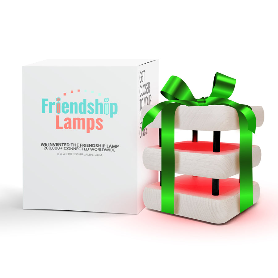 Mini Square Mid-Century White & Black Friendship Lamp – Compact Retro Wi-Fi Touch Lamp