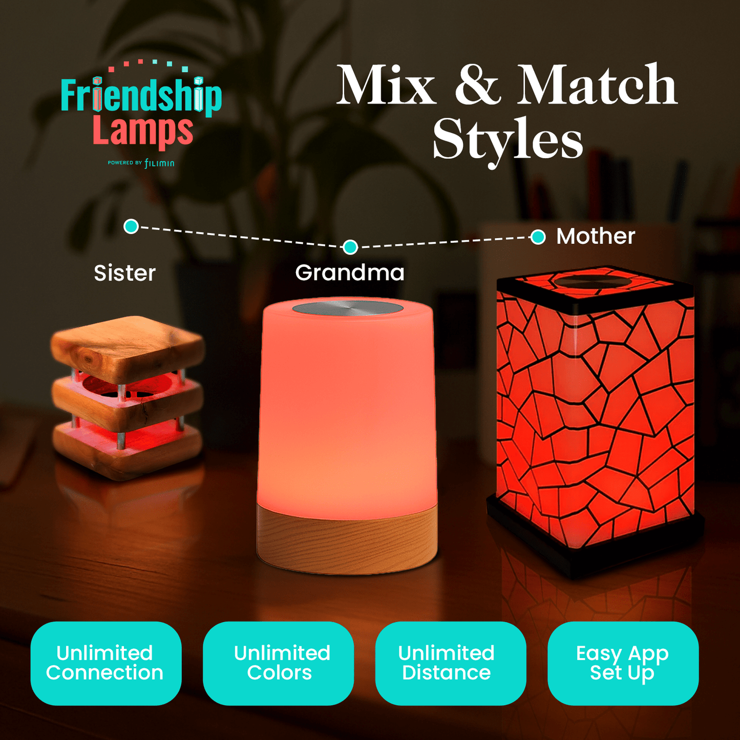 Lumi Friendship Lamp – Soft Glow Wi - Fi Touch Lamp | Stay Connected with Light & Warmth - Friendship Lamps | Powered by Filimin
