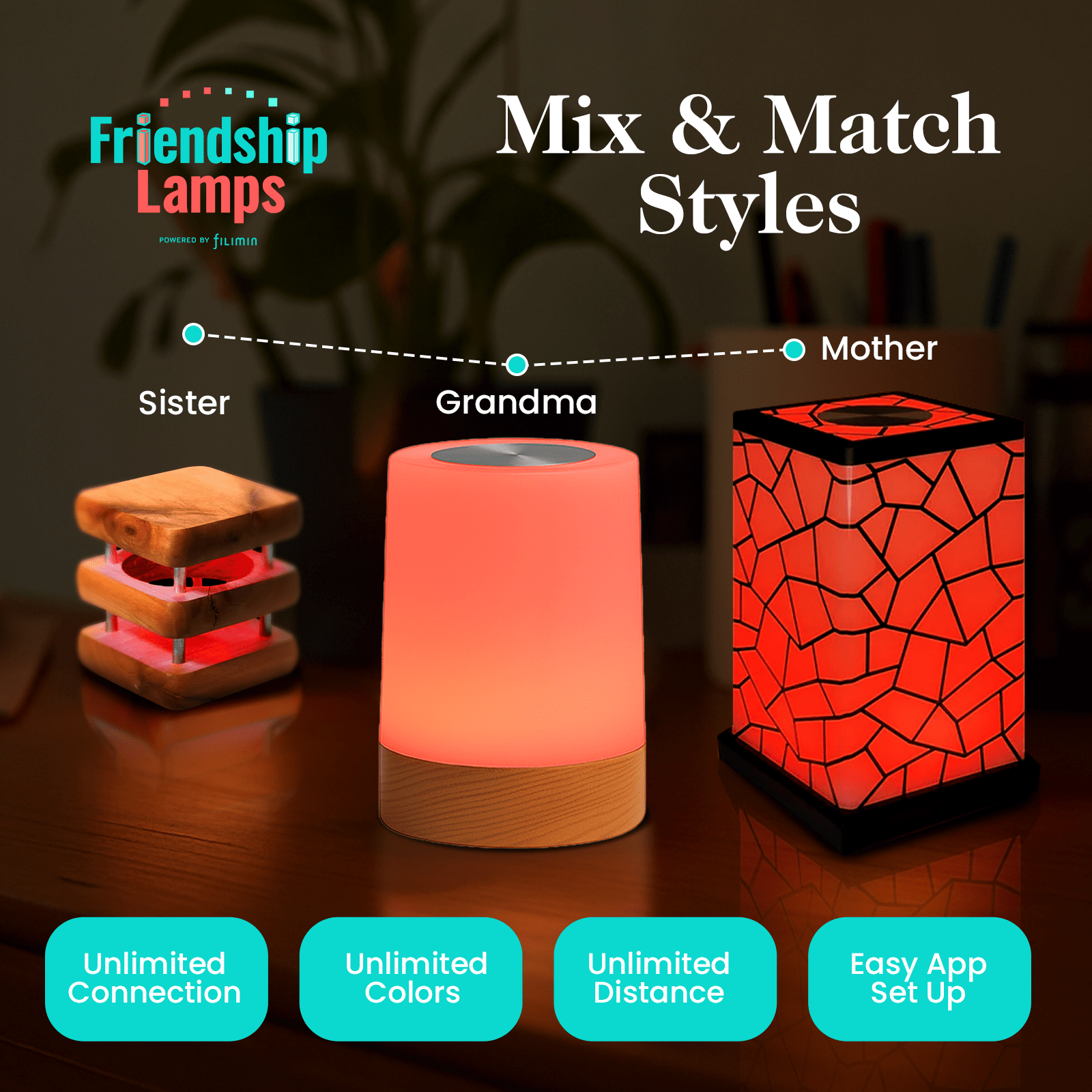 Lumi Friendship Lamp – Soft Glow Wi - Fi Touch Lamp | Stay Connected with Light & Warmth - Friendship Lamps | Powered by Filimin
