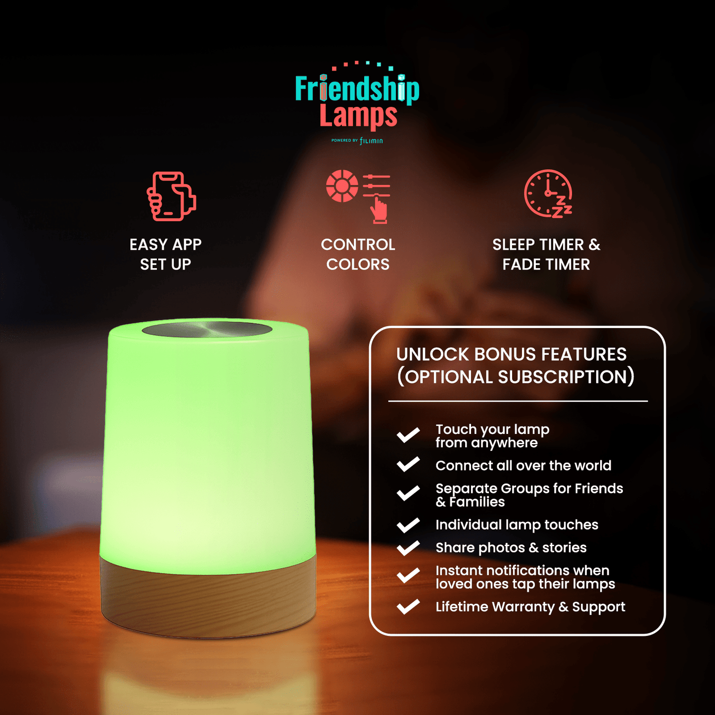 Lumi Friendship Lamp – Soft Glow Wi - Fi Touch Lamp | Stay Connected with Light & Warmth - Friendship Lamps | Powered by Filimin