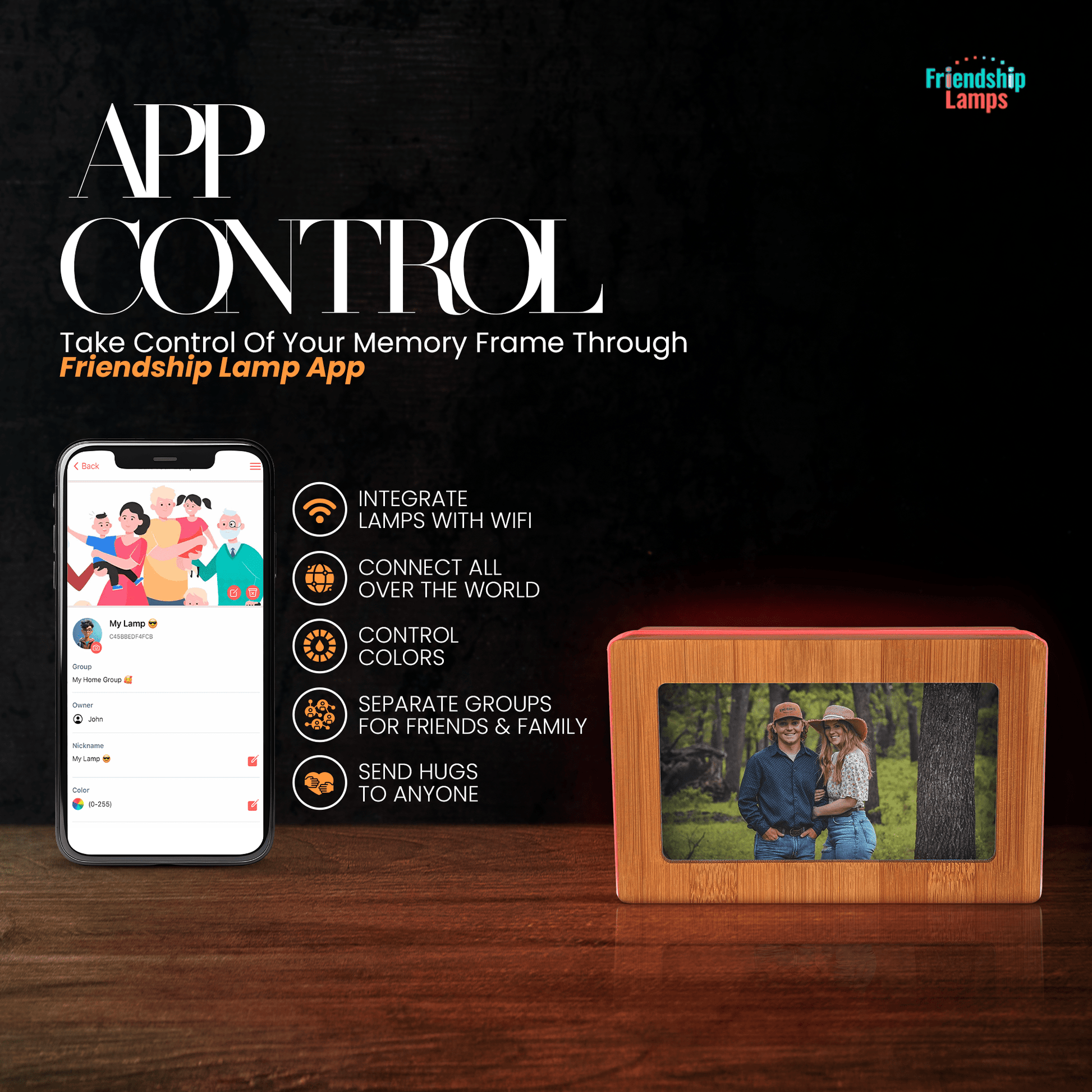 Memory Digital Friendship Frame – Smart Wi - Fi Photo Frame Lamp for Long Distance Connection - Friendship Lamps | Powered by Filimin