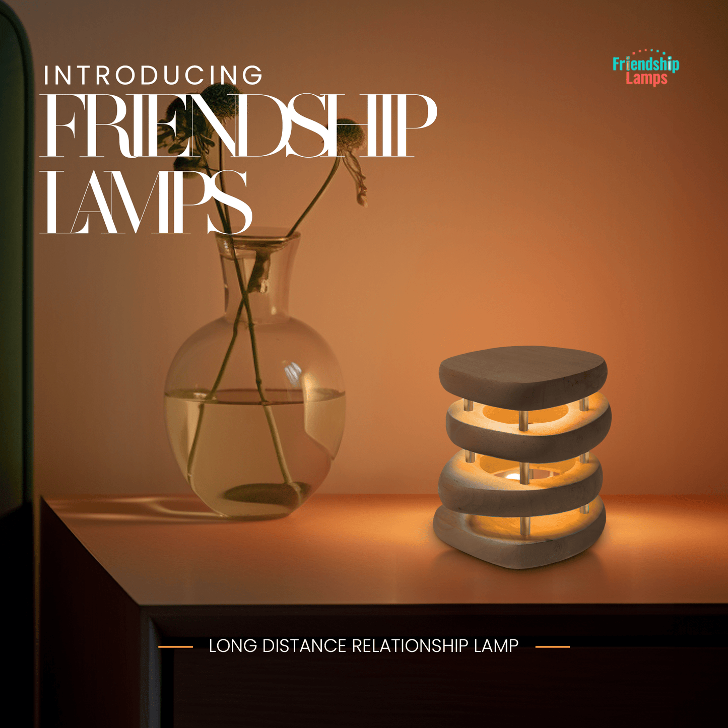 Mid - Century Design Friendship Lamp — Kona / Gold Finish | Retro Wi - Fi Touch Lamp for Connection - Friendship Lamps | Powered by Filimin