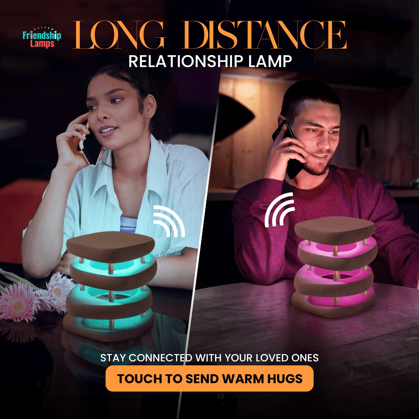 Mid - Century Design Friendship Lamp — Kona / Gold Finish | Retro Wi - Fi Touch Lamp for Connection - Friendship Lamps | Powered by Filimin