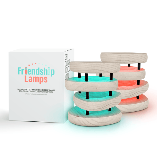 Mid - Century Design Friendship Lamp — White & Black Finish | Retro Wi - Fi Touch Lamp for Connection - Friendship Lamps | Powered by Filimin