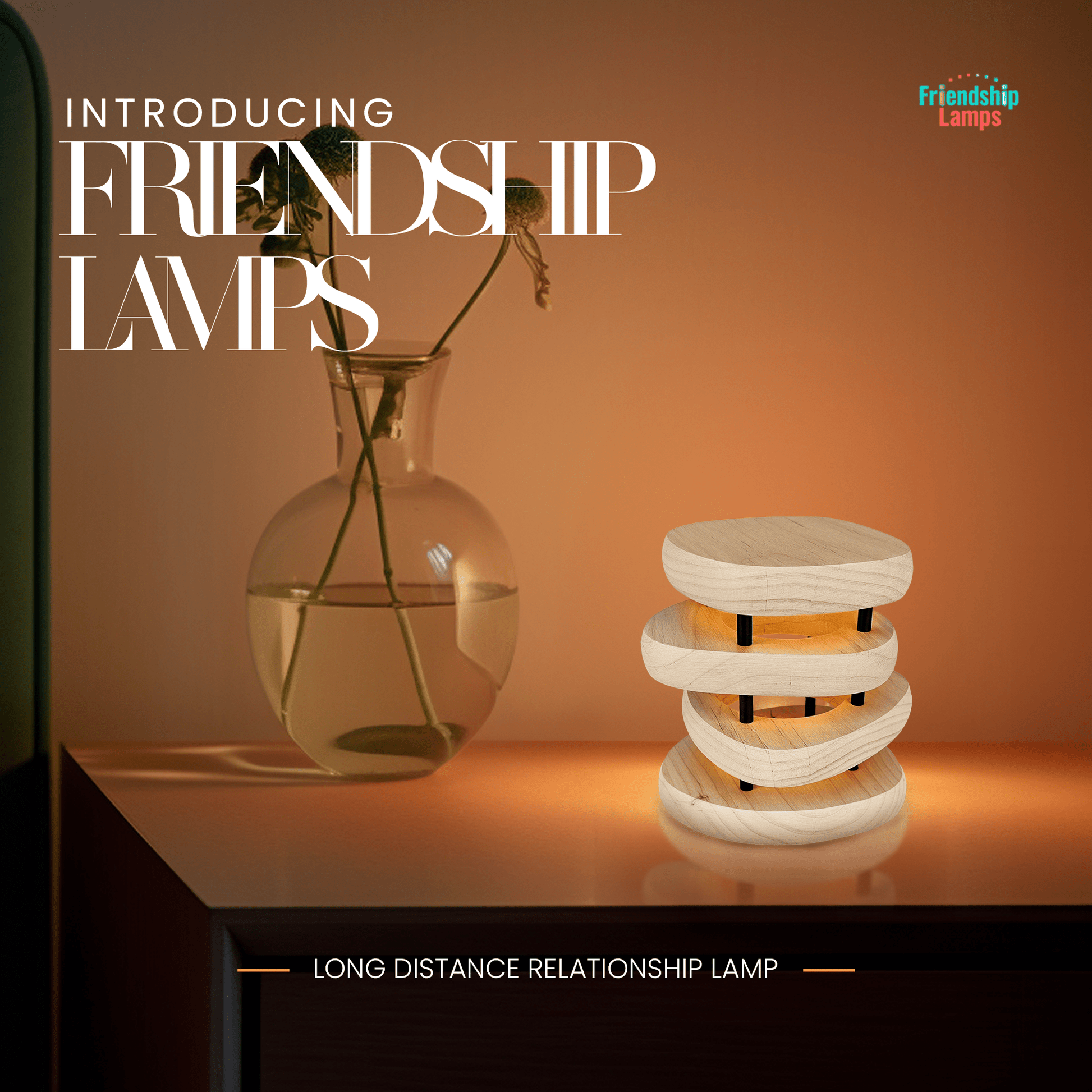 Mid - Century Design Friendship Lamp — White & Black Finish | Retro Wi - Fi Touch Lamp for Connection - Friendship Lamps | Powered by Filimin