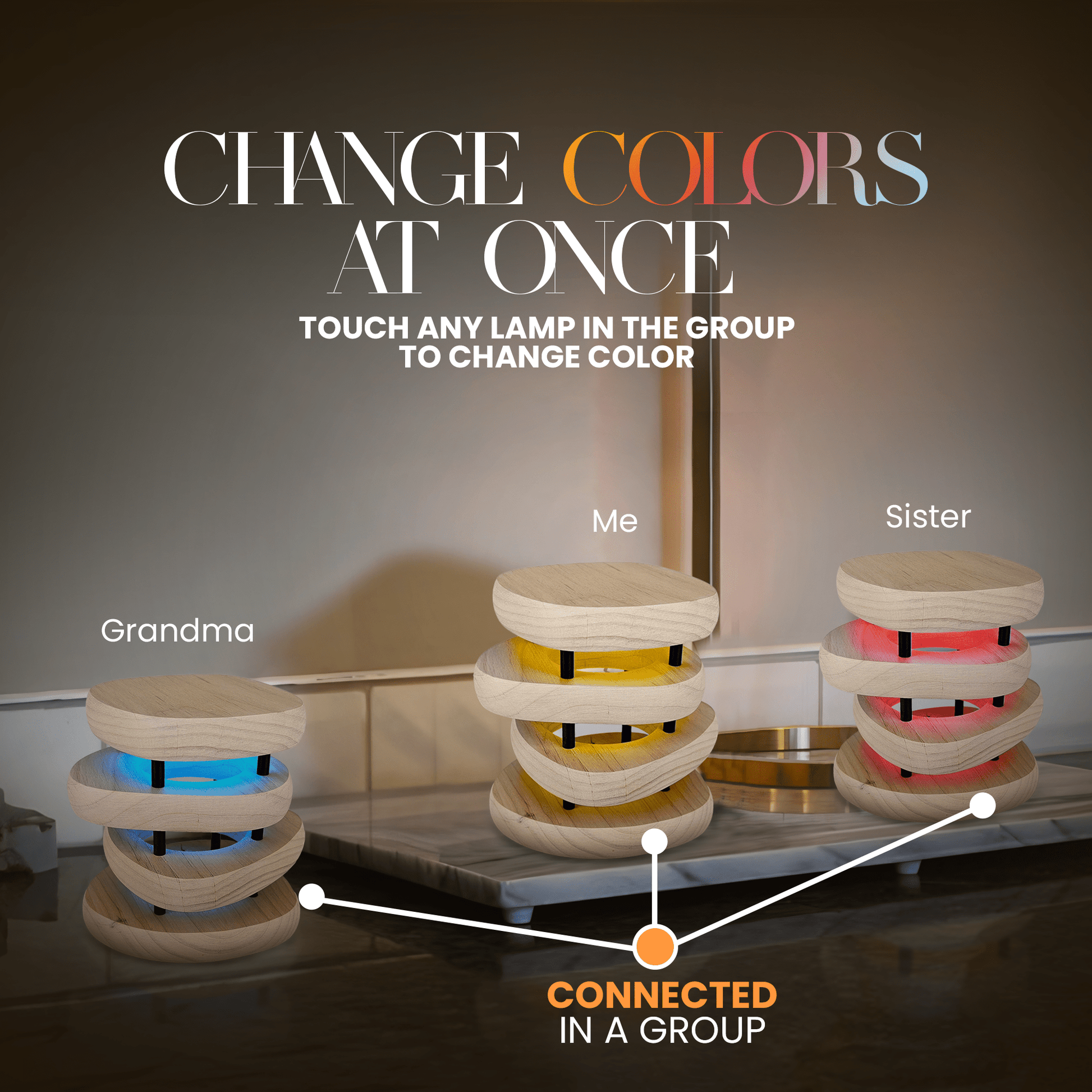 Mid - Century Design Friendship Lamp — White & Black Finish | Retro Wi - Fi Touch Lamp for Connection - Friendship Lamps | Powered by Filimin