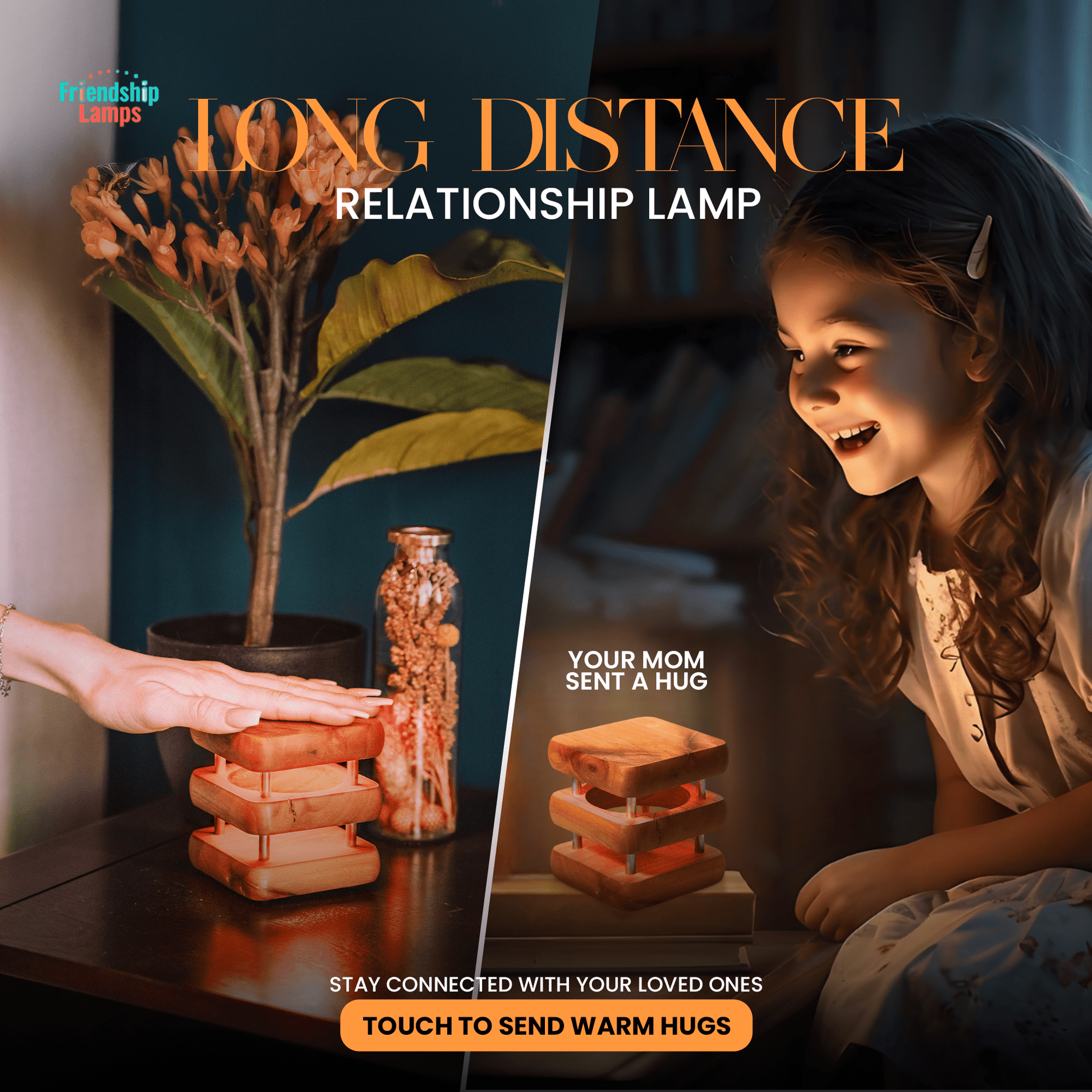 MINI Square Mid - Century Design Natural Friendship Lamps EU Plug - Friendship Lamps | Powered by Filimin