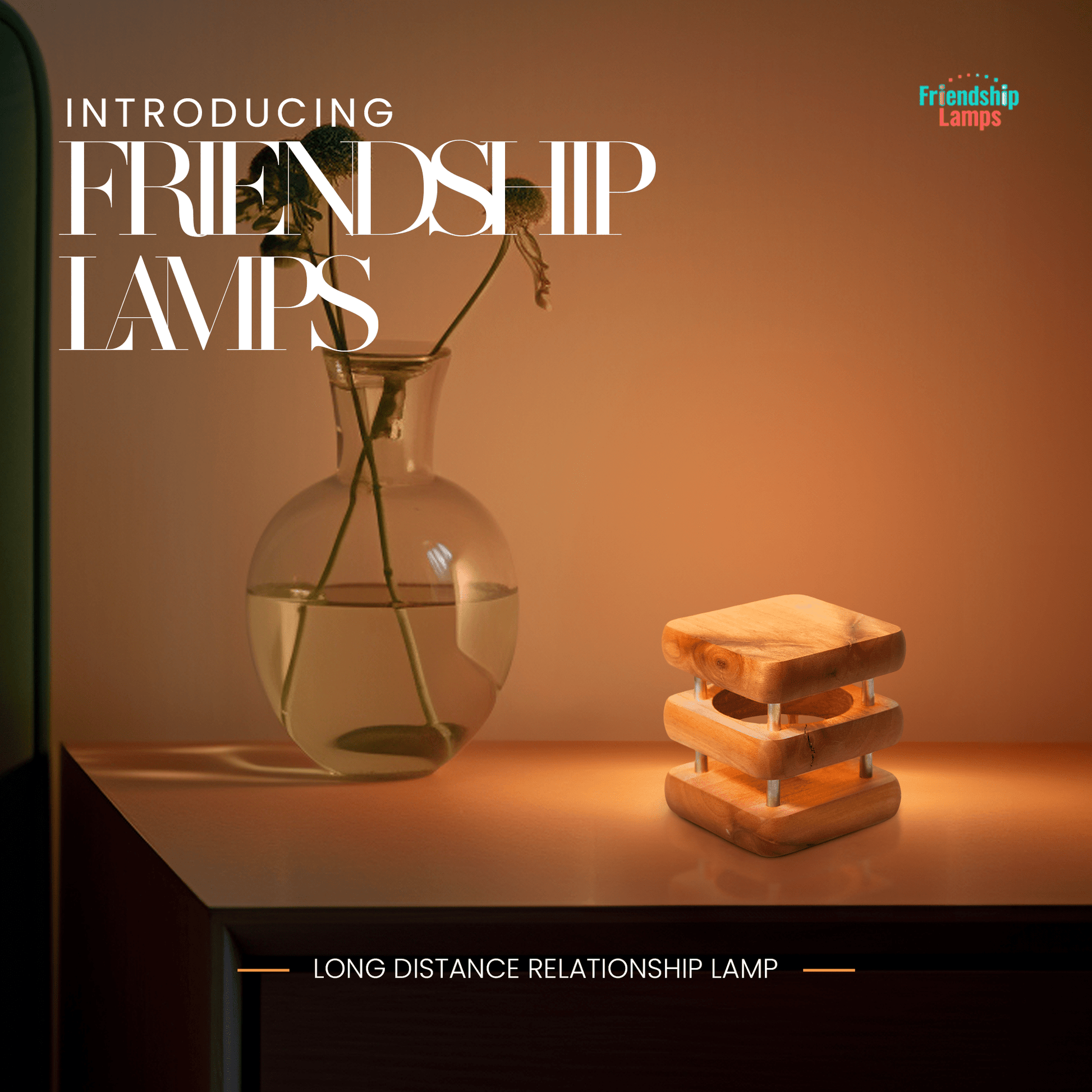 MINI Square Mid - Century Design Natural Friendship Lamps EU Plug - Friendship Lamps | Powered by Filimin