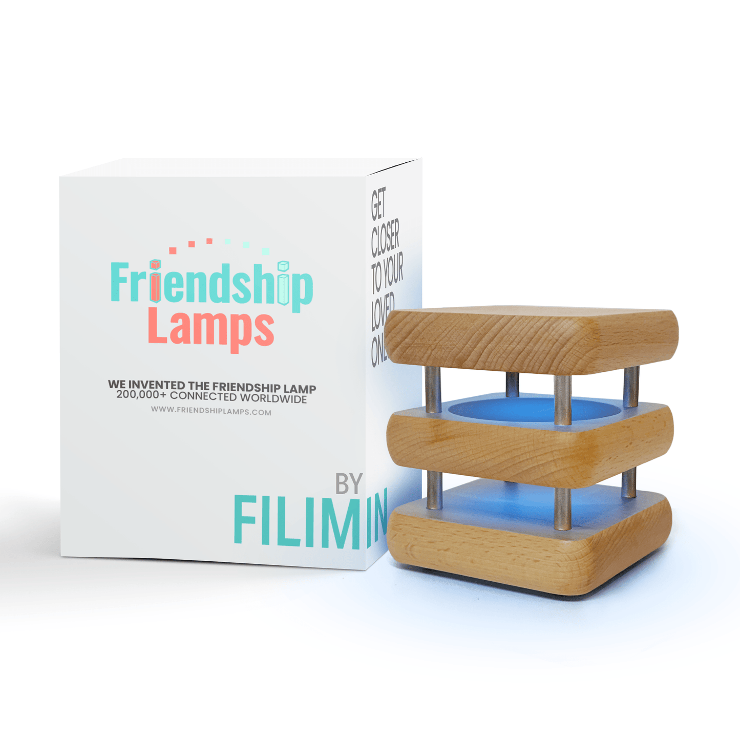 MINI Square Mid - Century Design Natural Friendship Lamps EU Plug - Friendship Lamps | Powered by Filimin