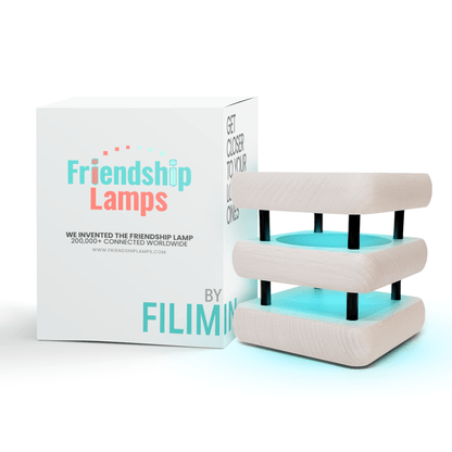 Mini Square Mid - Century White & Black Friendship Lamp – Compact Retro Wi - Fi Touch Lamp - Friendship Lamps | Powered by Filimin