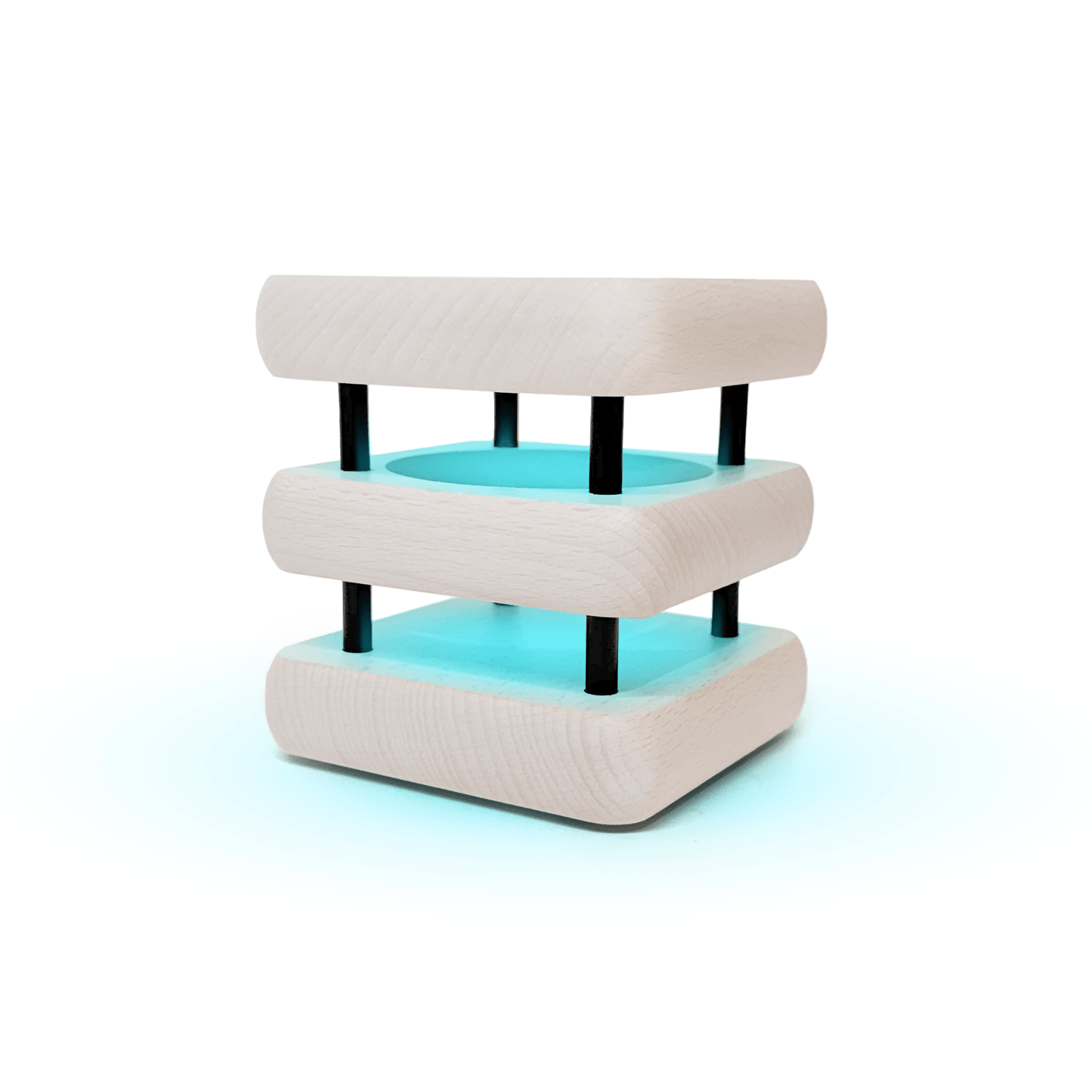 Mini Square Mid - Century White & Black Friendship Lamp – Compact Retro Wi - Fi Touch Lamp - Friendship Lamps | Powered by Filimin