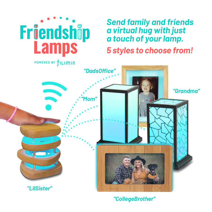 Friendship Lamp Knotty Alder Wood Picture Frame Long Distance Touch Light, Beige